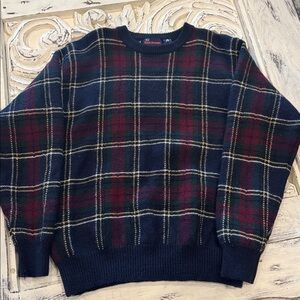 Smith-Forester chunky Knit 100% Wool plaid sweater Womens XL Warm Winter Preppy